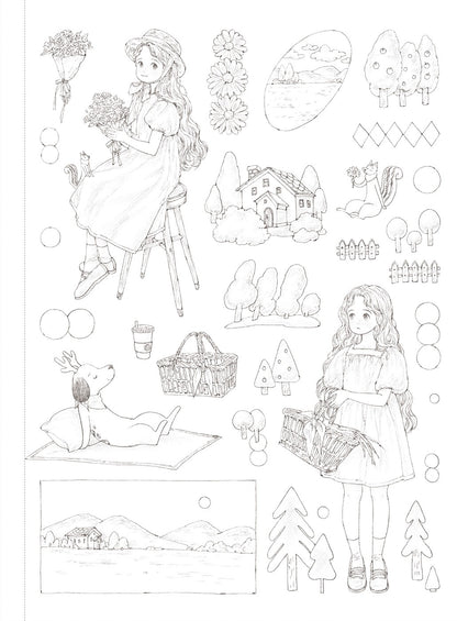 Appol's Four Seasons Coloring Book by Aeppol Picture walk with a forest girl