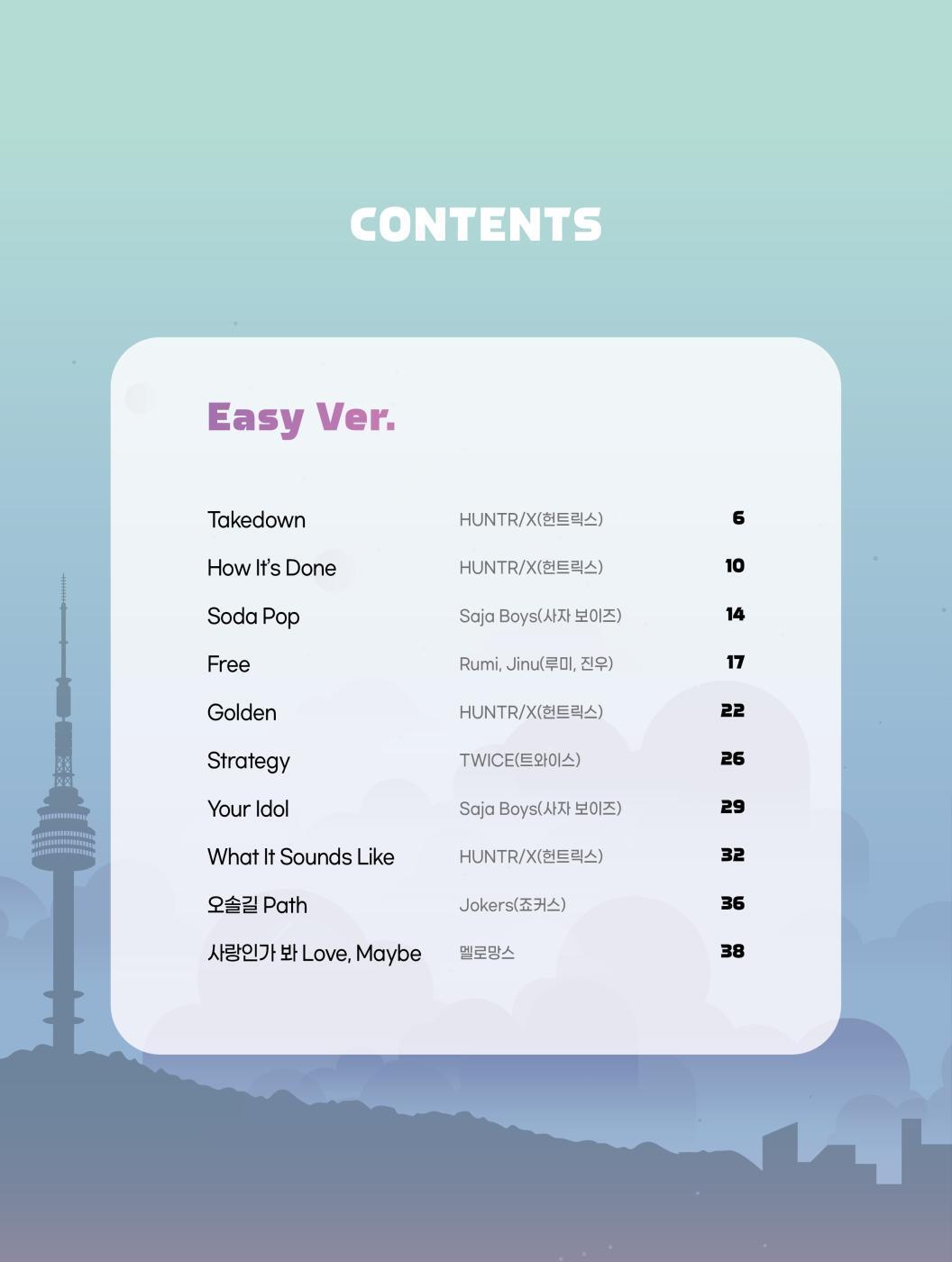 K-Pop Demon Hunters Piano Collection, Piano Sheet Music Book, 케이팝 데몬 헌터스 피아노 연주곡집