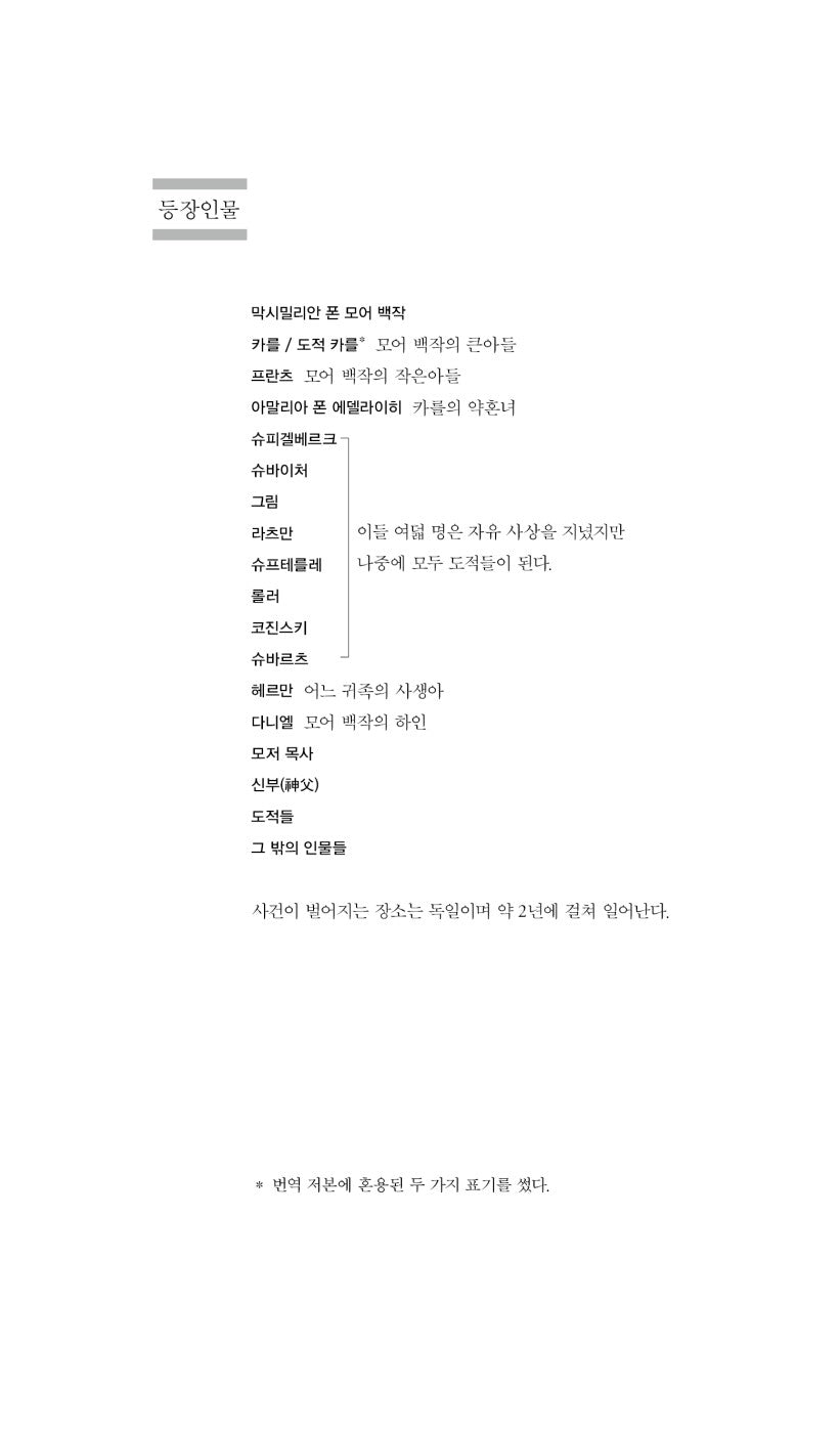 The Robbers (Play) (Die Räuber) Dramatization by Friedrich Schiller, Korean, 도적들, 프리드리히 폰 실러