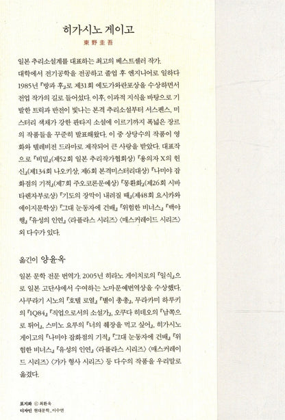 Malice by Higashino Keigo (Korean Book)