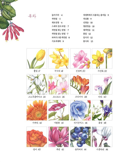 Beautiful Flower Coloring Book - Korean Botanical Art Coloring Book